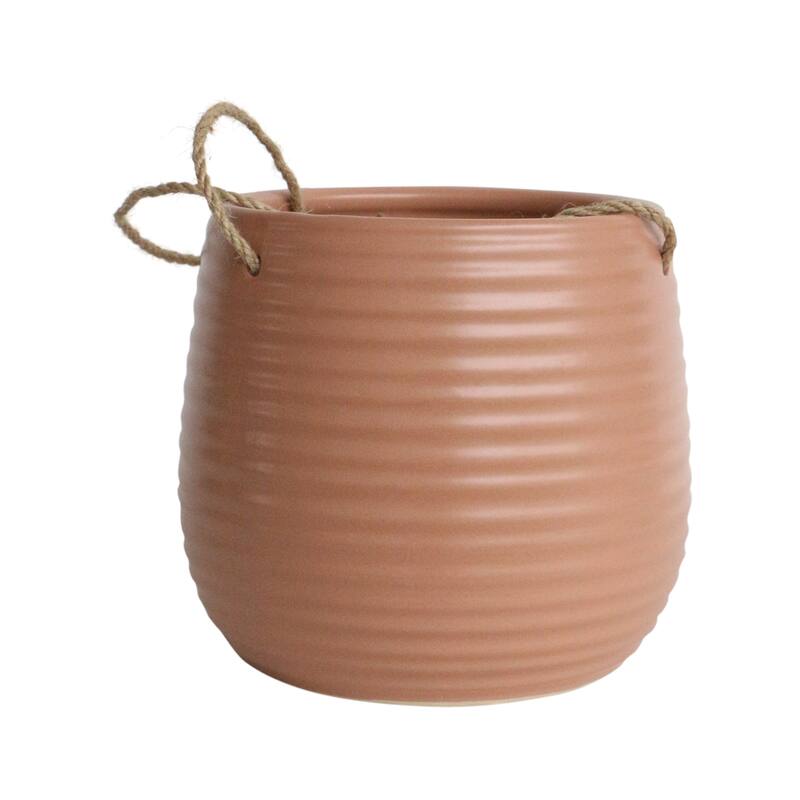 Sagebrook Home Neutral Textured Ceramic Hanging Planter