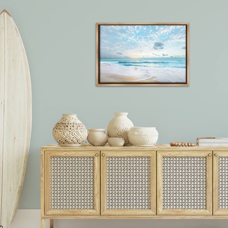 Stupell Sun Bleached Ocean Shore Framed Floater Canvas Wall Art Design By Danita Delimont