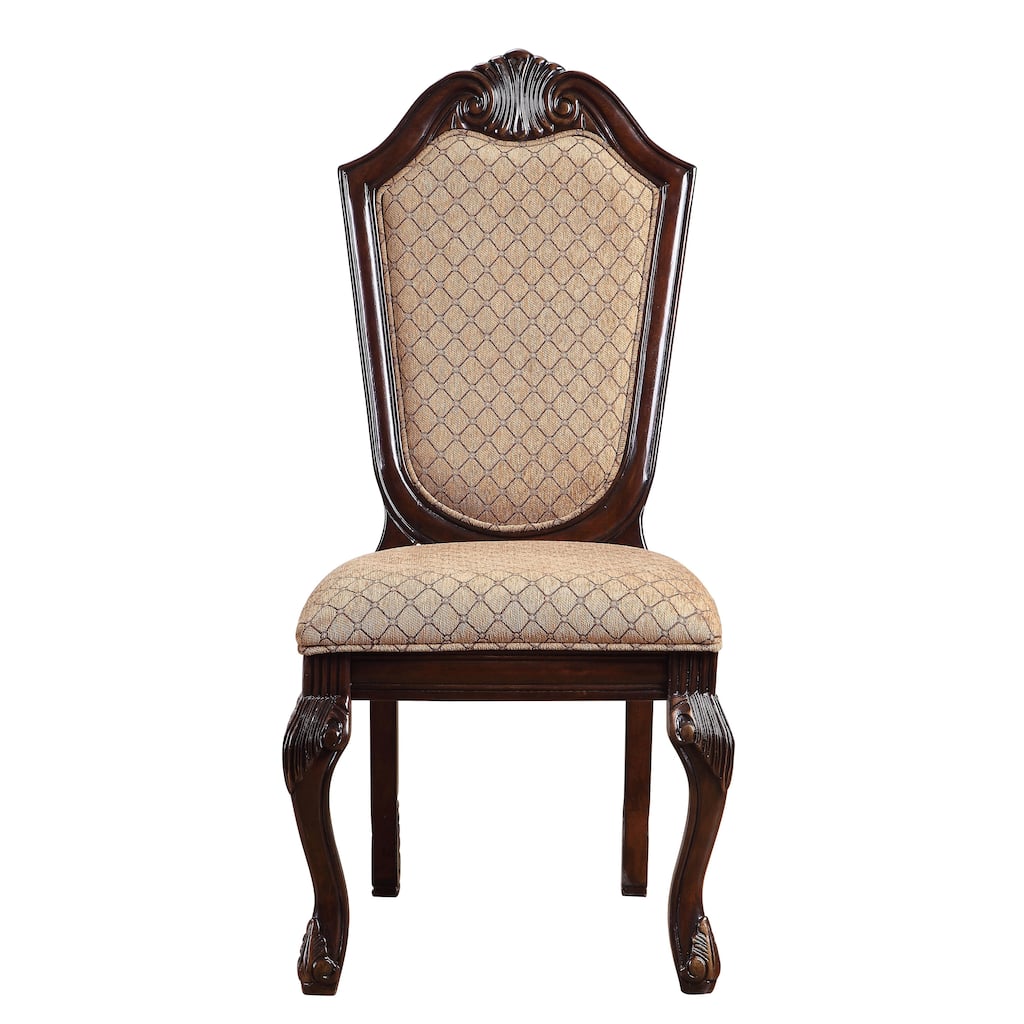 Beige and Espresso Solid Back Side Chairs (Set of 2)