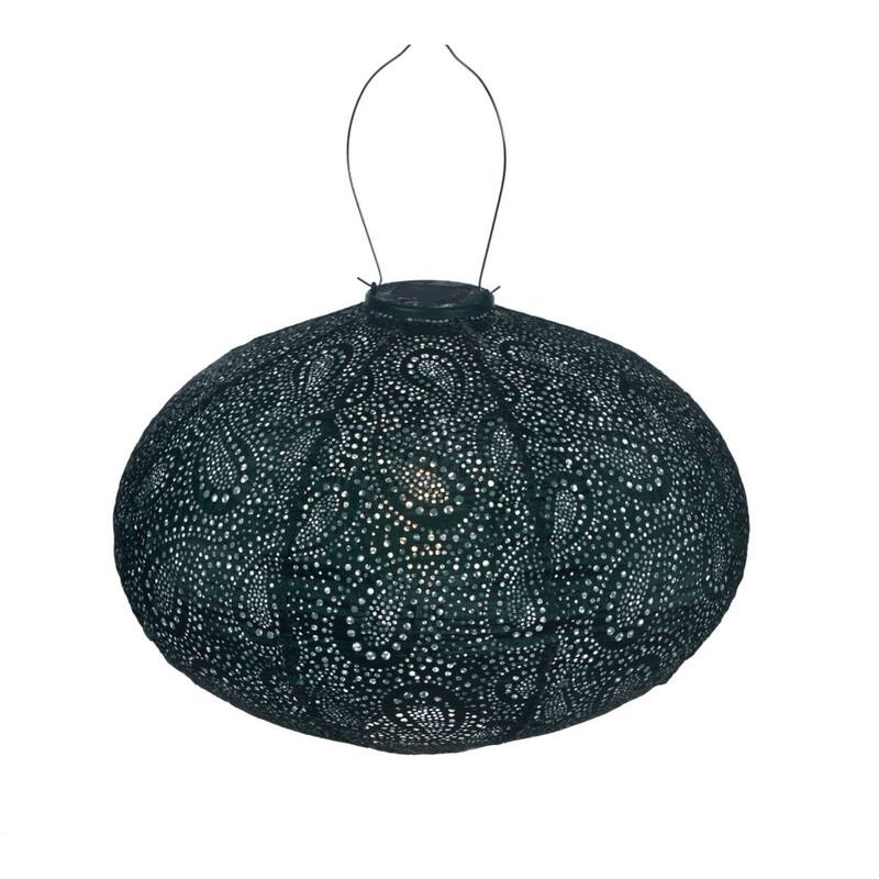 Oval Paisley LED Lighted Bazaar Lantern - 16.5" - Green