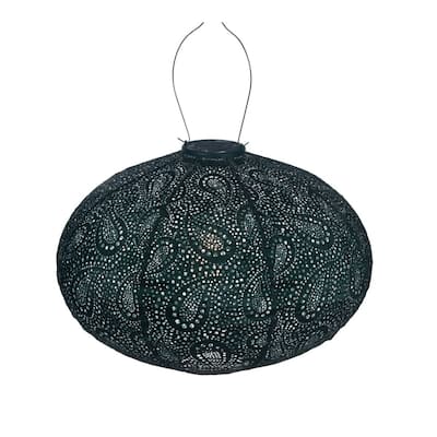 Oval Paisley LED Lighted Bazaar Lantern - 16.5" - Green