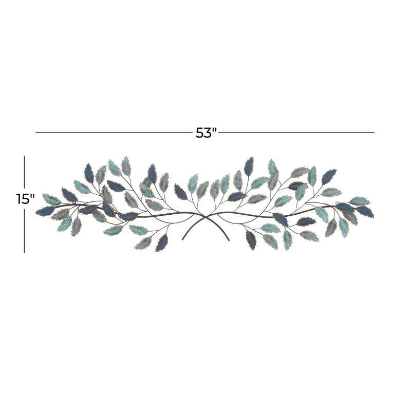 Metal Leaf Home Wall Decor with Gold Accents - Blue - Roche River Decor