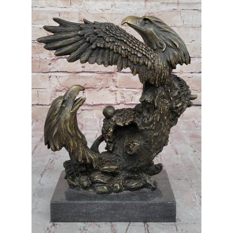Eagles Bear Hunting Imitative Fish Original Bronze Sculpture Statue Art By Milo On Marble Base