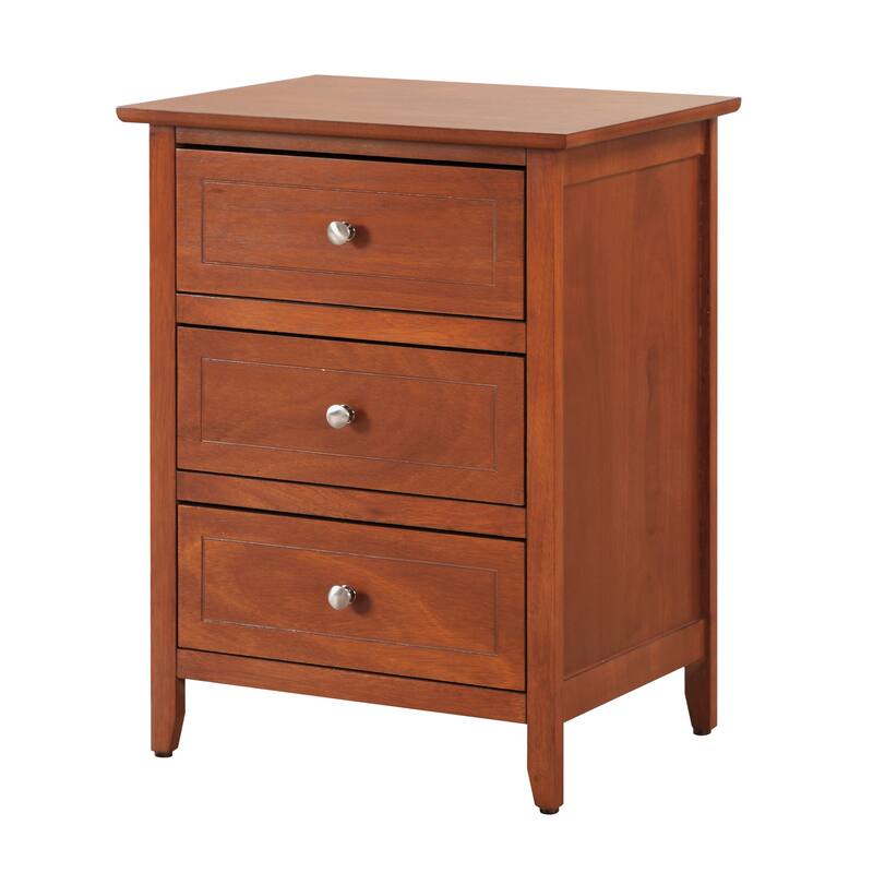 3 Drawer Cappuccino Nightstand, 25 Inch Modern Minimalist Bedside Table with Real Wood Veneers