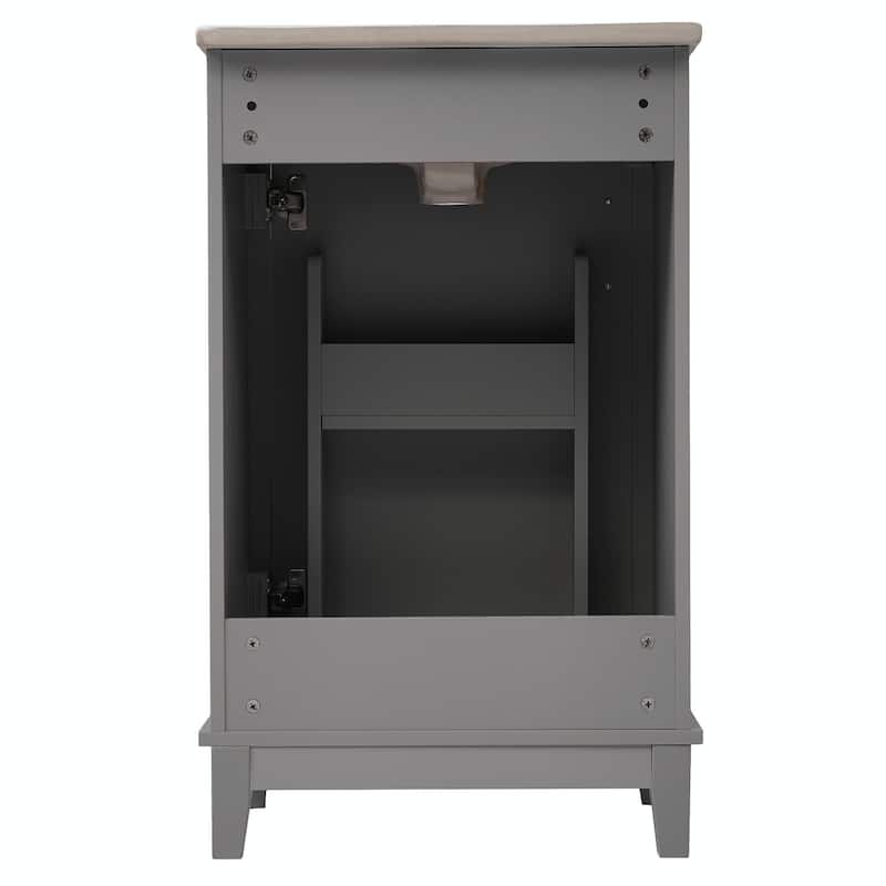 Modern 20-Inch Small Bathroom Vanity Cabinet with Ceramic Basin