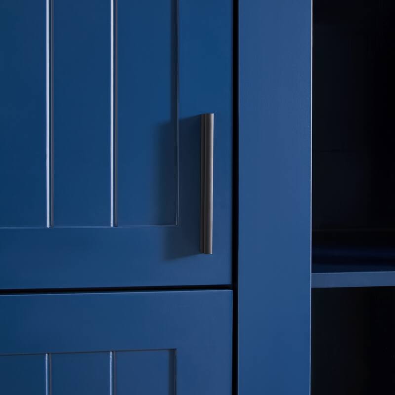 53" Modern Kitchen Pantry Cabinet with 6 Doors, Pull-Out Trays & Wine Rack