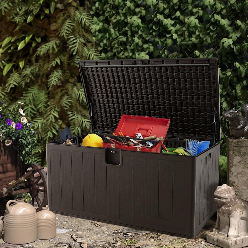 Costway 28/73/100/120/130 Gallon Patio Deck Box Outdoor Waterproof