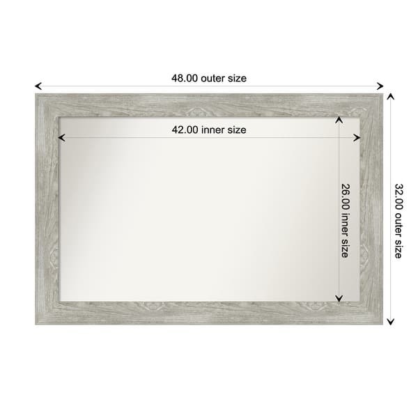 dimension image slide 32 of 113, Dove Greywash Framed Non-Beveled Custom Wall Mirror, Bathroom Vanity Mirror