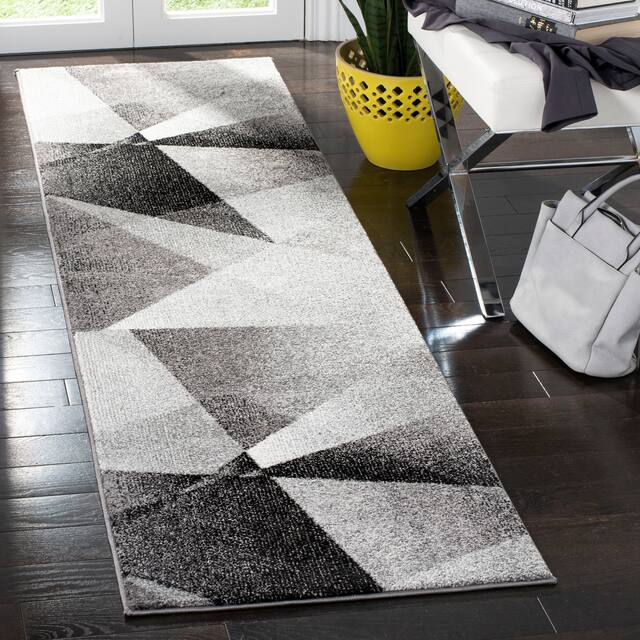 SAFAVIEH Porcello Nagore Mid-Century Modern Abstract Rug - 2'3" x 12' Runner - Light Grey/Charcoal