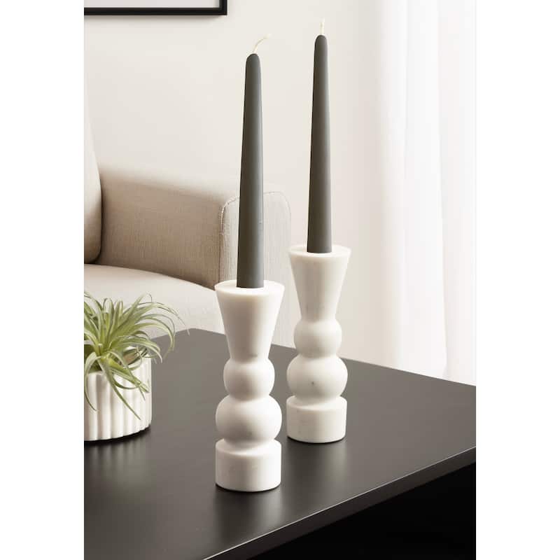 Kate and Laurel Maleea 2pc Marble Candle Holder - 3x3x7