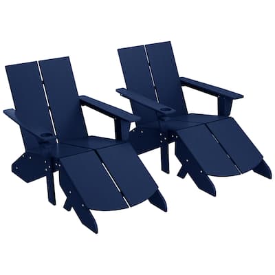 Polytrends Coastin Modern Poly Adirondack Chair With Ottoman (Set of 2)