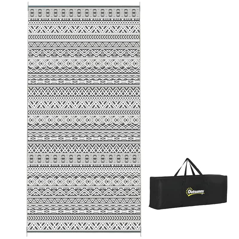 Outsunny Reversible Outdoor Rug, 9' x 18' Waterproof Plastic Straw Floor Mat, Portable RV Camping Carpet