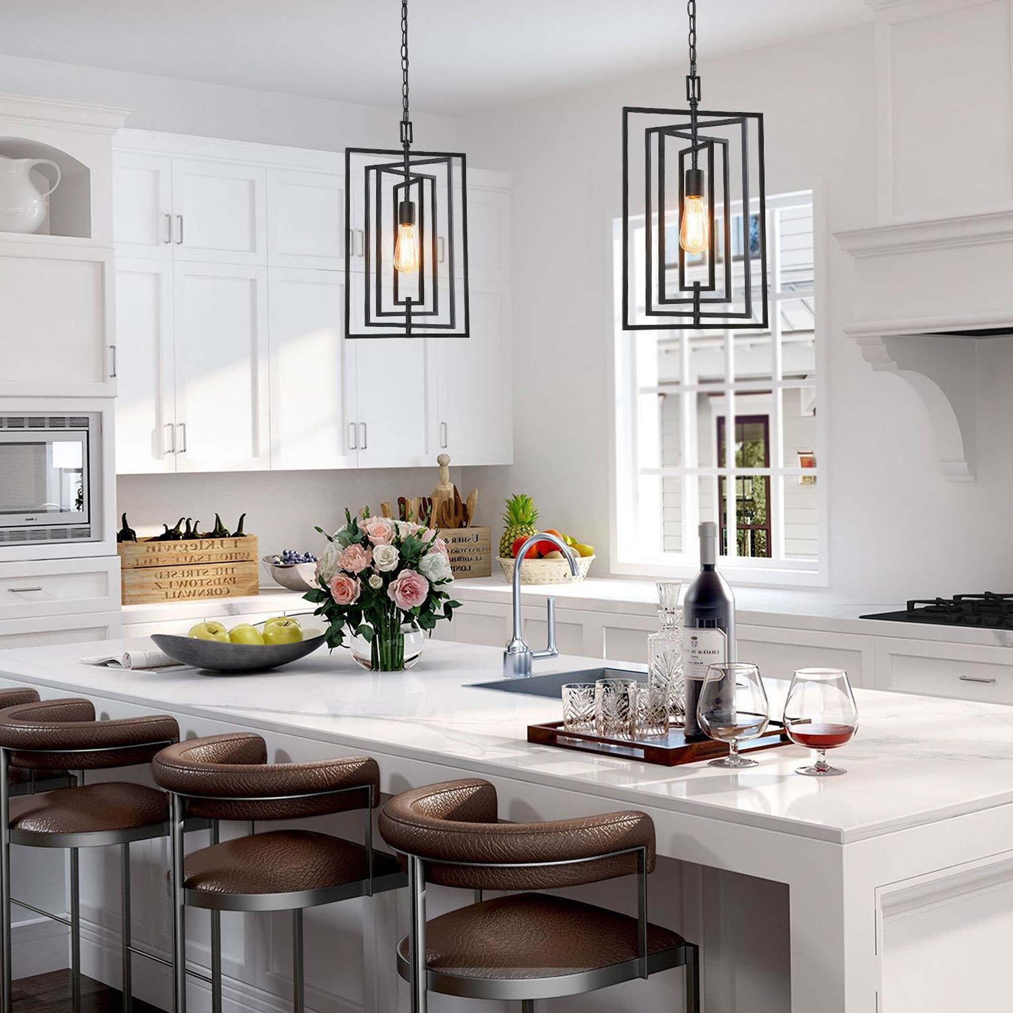 Modern Farmhouse Kitchen Black Mini Pendant Hanging Ceiling Fixture W12 Xh20 4 Overstock 30375283