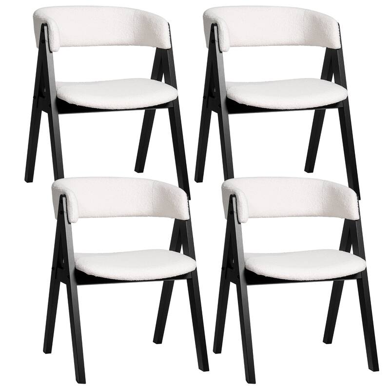 Costway Dining Chairs Set of 2/4 Mid-Century Upholstered Kitchen - See Details - Black 4 PCS - Set of 4