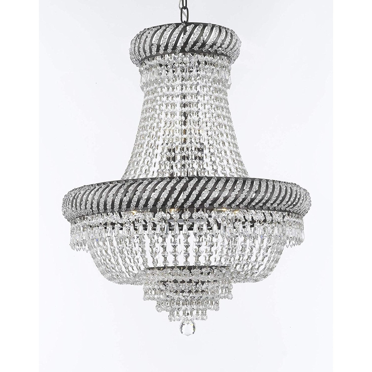 Swarovski Crystal Trimmed Empire Chandelier with Dark Antique Finish - Chandeliers For Bedrooms by Overstock.com