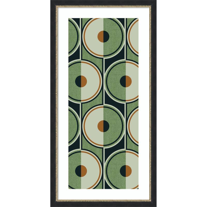 Retro Circles Green by Alexandra Weise Wood Framed Wall Art Print