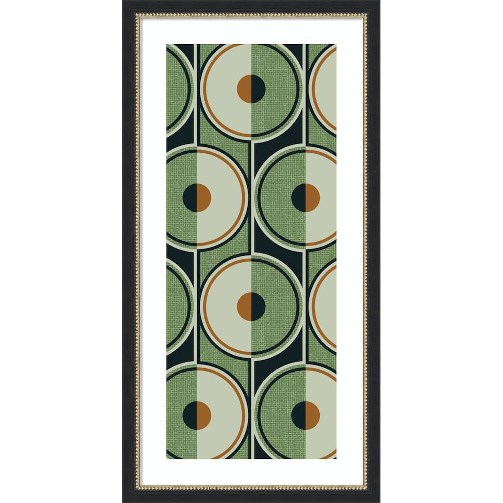 Retro Circles Green by Alexandra Weise Wood Framed Wall Art Print