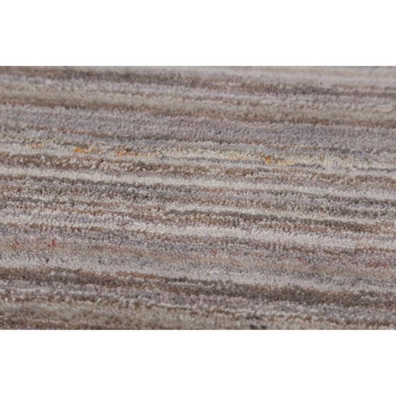 Tribal Gabbeh Indian Area Rug Handmade Grey Wool Carpet - 8'11" x 12'5"