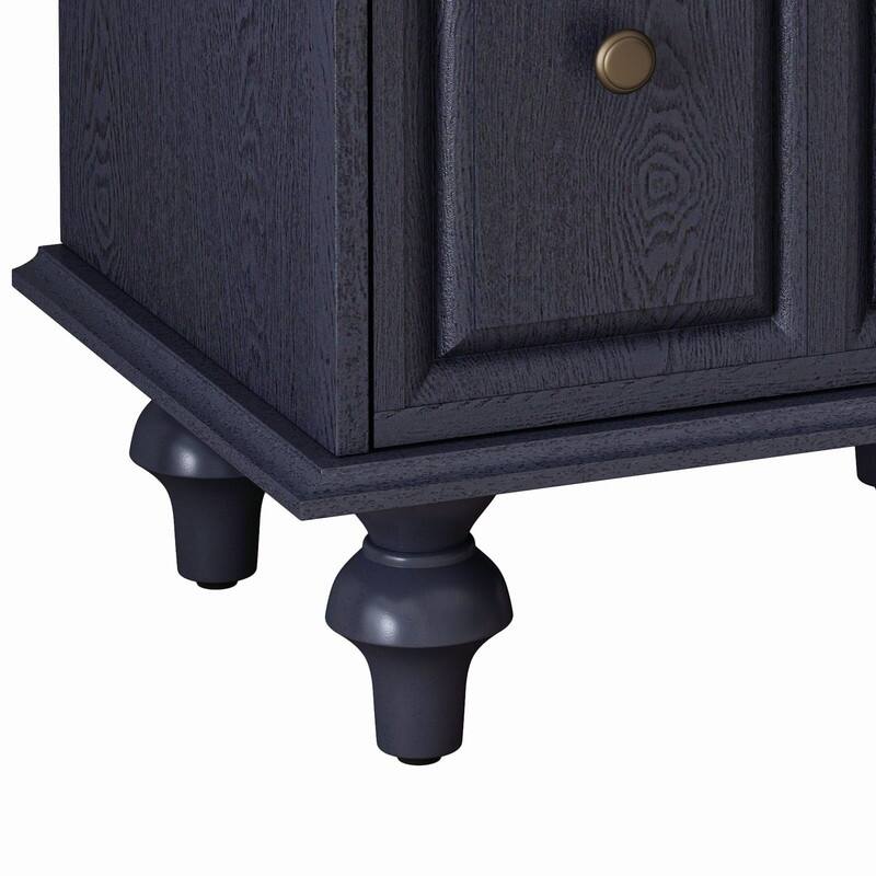 Vintage 2-Drawer Nightstand with Solid Wood Legs for Bedroom Storage Organization