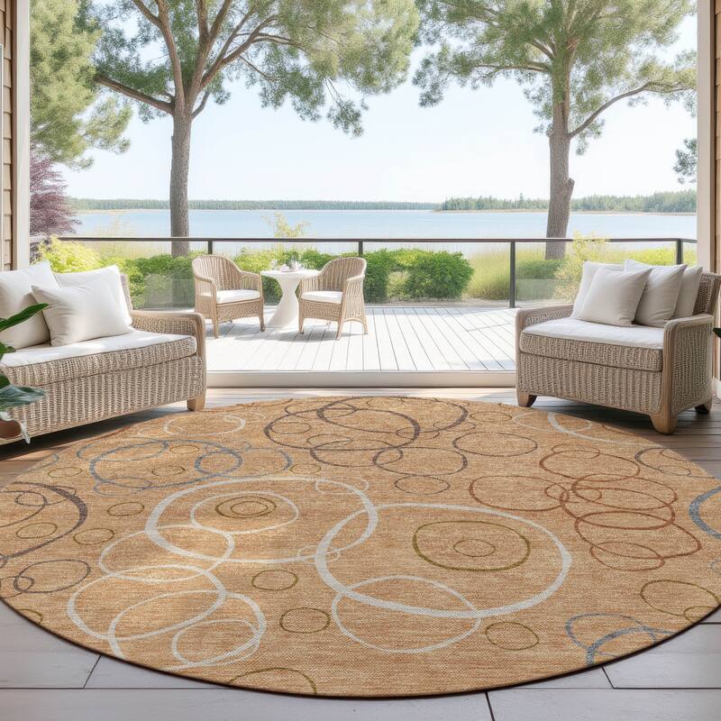 Machine Washable Indoor/ Outdoor Contemporary Nexus Chantille Rug - Copper - 8' x 8'