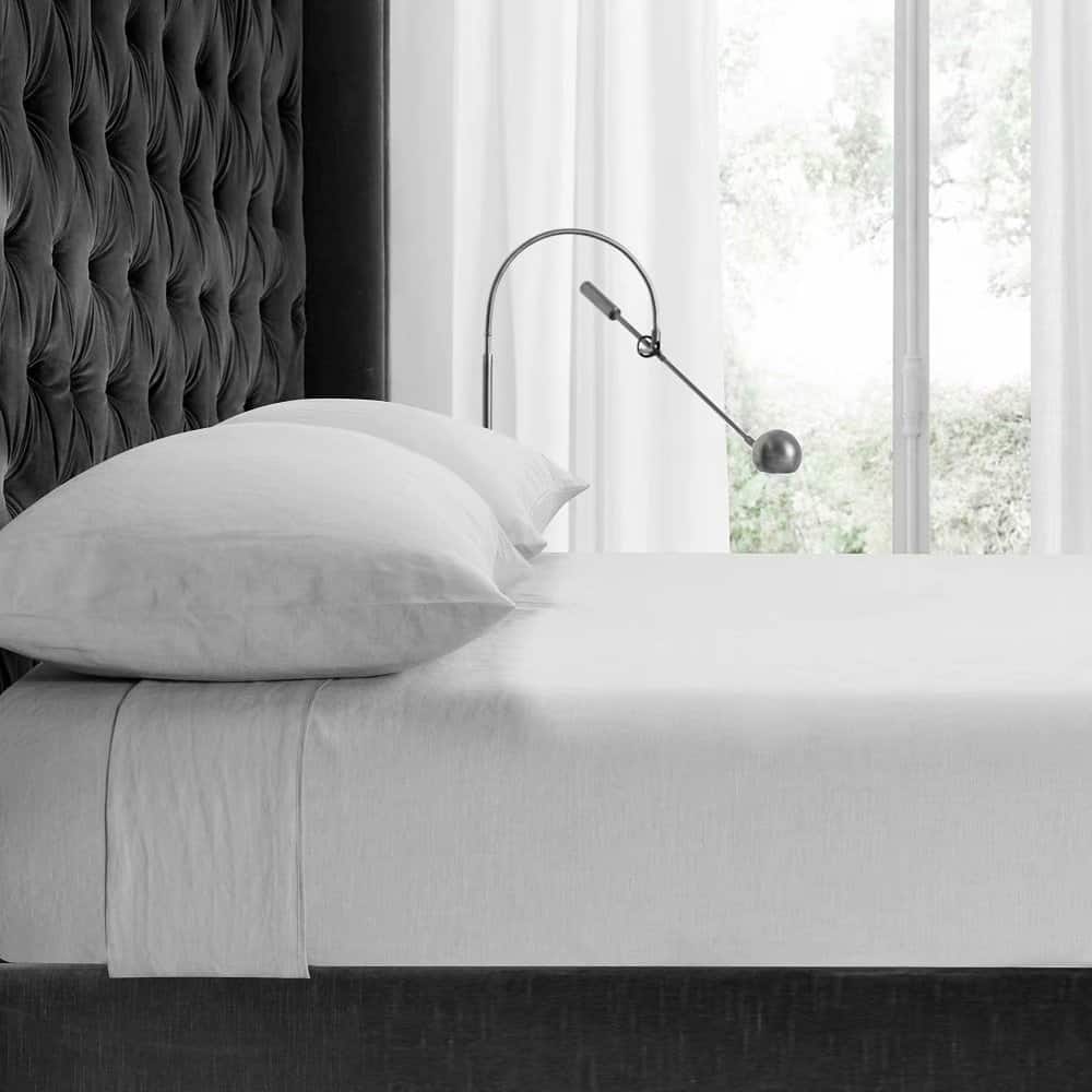 WHOLINENS Stone Washed French Linen Sheets Set 16 Inches Pocket