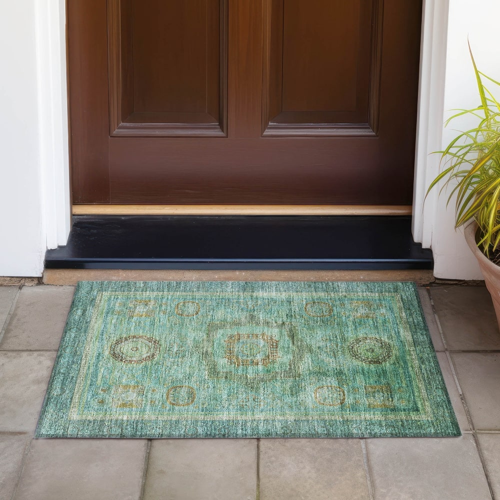 Machine Washable Indoor/Outdoor Traditional Chantille Rug