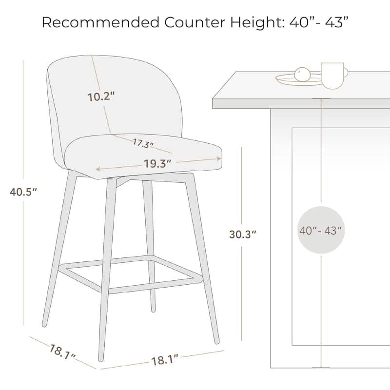 Charlotte Counter Height Swivel Barstool with Metal Legs Set