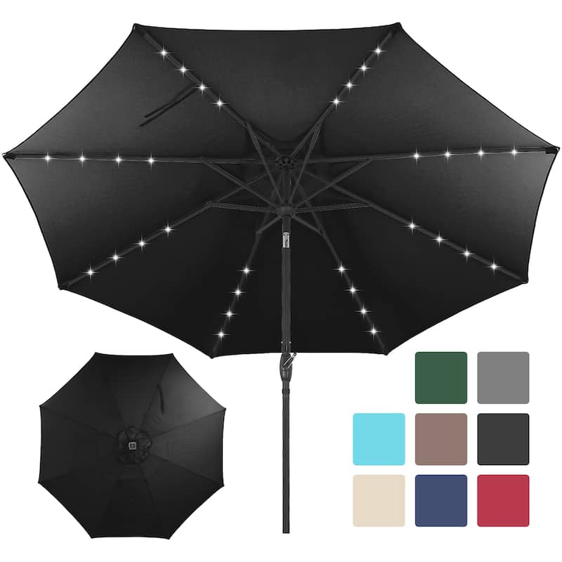 Autlaycil 10FT Solar Power LED Lights Patio Umbrella