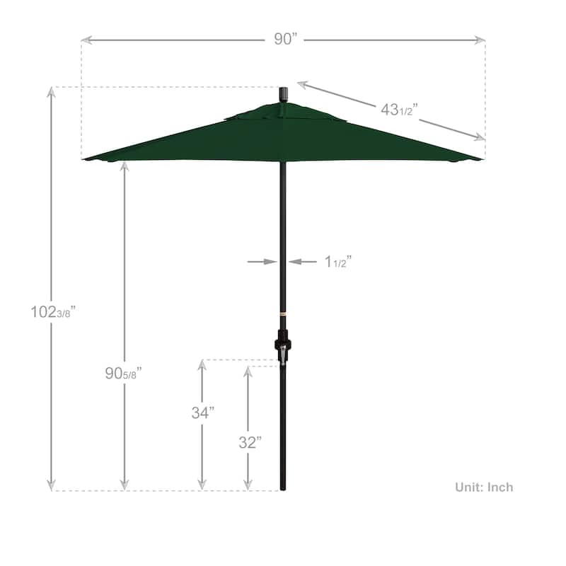 California Umbrella 7.5' Sun Master Patio Umbrella Bronze Aluminum Pole Fiberglass Ribs Crank Lift Tilting Olefin Royal Blue