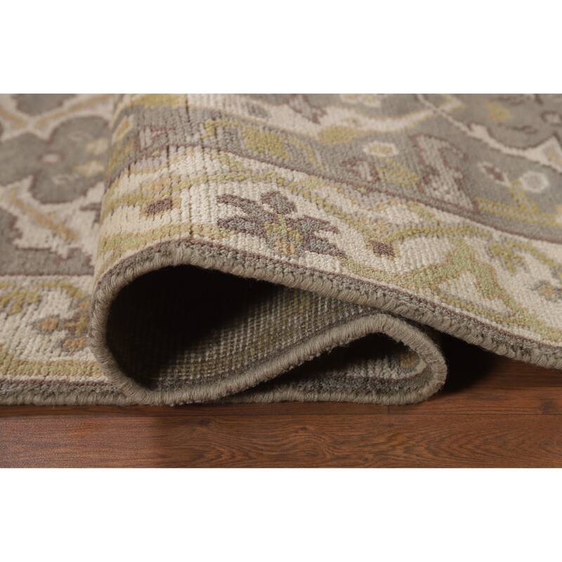 Grey Oushak Runner Rug Hand-Knotted Transitional Wool Carpet - 2'6"x 9'9"