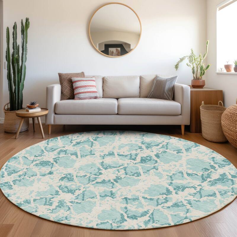 Premium Washable Super Soft Abstract Fusion Mayfield Rug - Teal - 8' x 8'