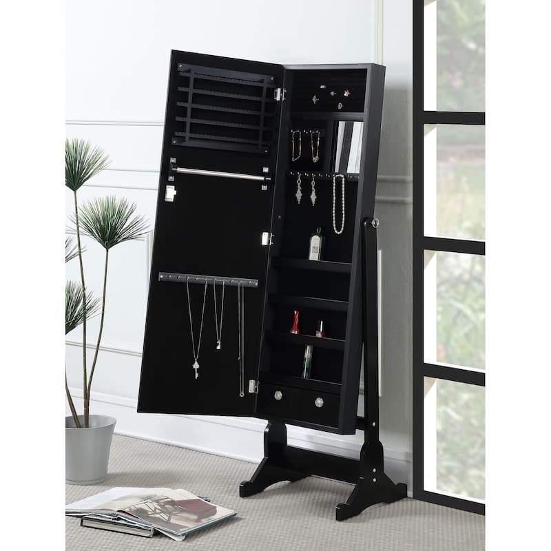 Tutuola Cheval Mirror with Jewelry Storage Black