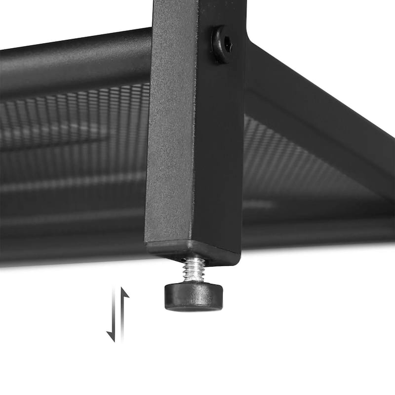 Black-Brown Metal-Wood Shoe Rack with 4 Shelves and Rustic Top Surface - 36.4'' H x 39.4'' W x 11.8''