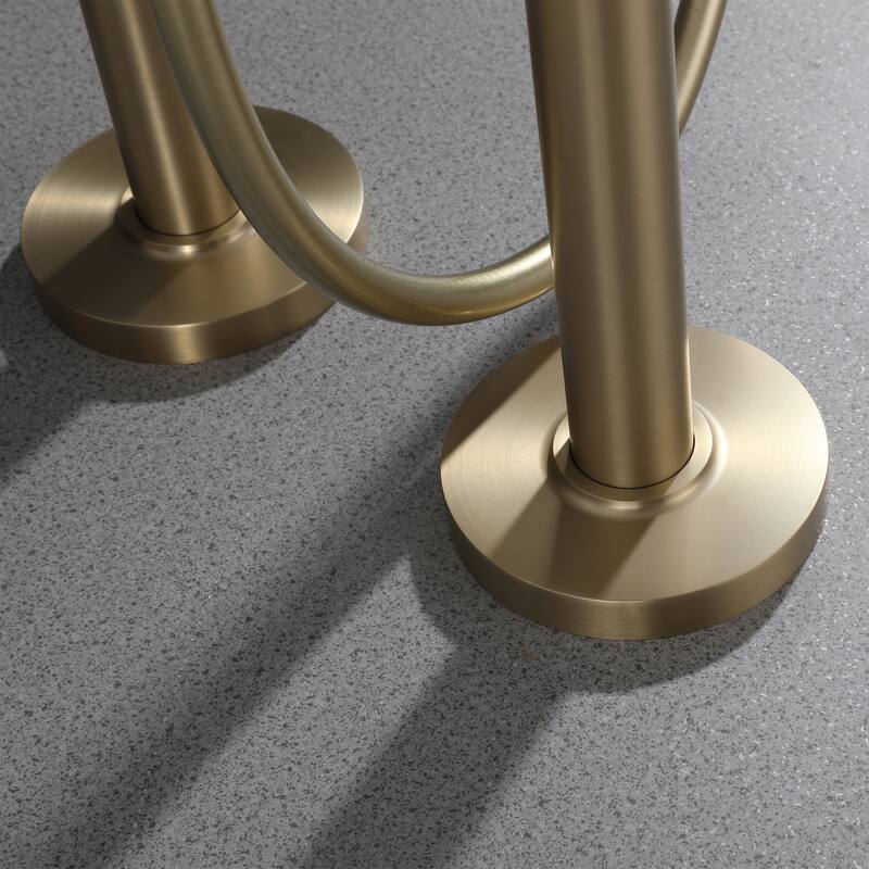 33" H Solid Brass Floor Mounted Freestanding Tub Faucet with Hand Shower and Diverter