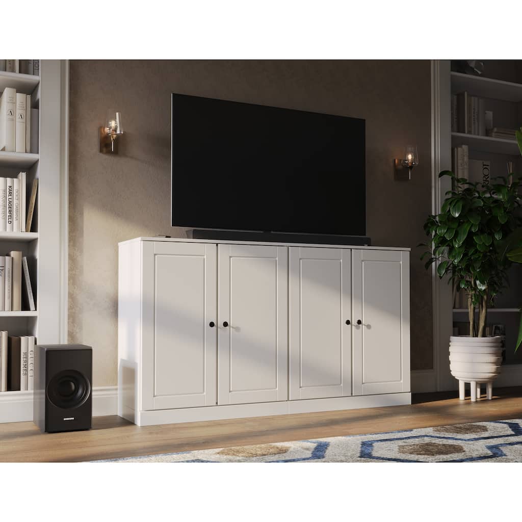 Palace Imports 100% Solid Wood TV Stand with Raised Panel Doors for TVs up to 64"