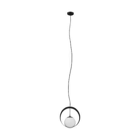 Eglo Camargo 1-Light Black Pendant with White Glass