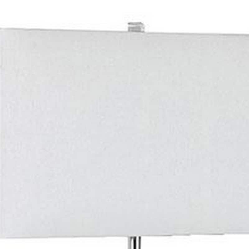 30 Inch Table Lamp, Acrylic Crystal, Rectangular Shade, Curved, Silver