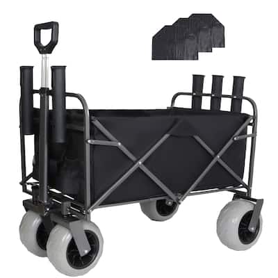 Fishing Cart with Rod Holders,Beach Wagon with Big Wheels for Sand 500lbs Capacity - All Terrain Steel Frame Utility Cart