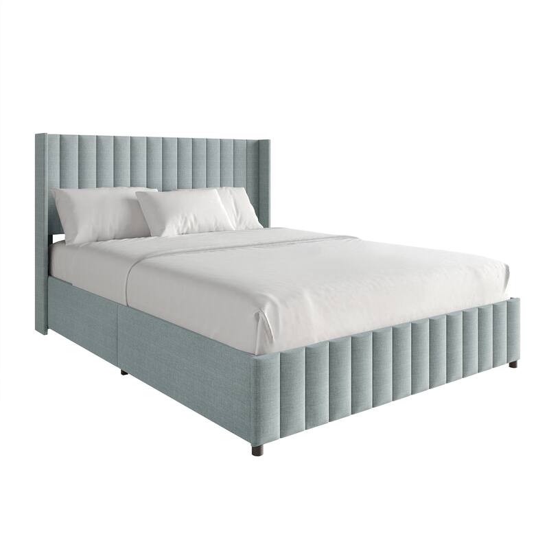 CraftPorch Minimalist Wingback Platform Lift Up Storage Bed