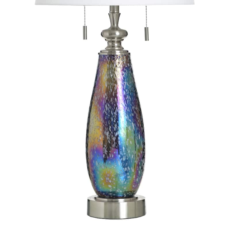 StyleCraft Glass Table Lamp - Wellen - White Shade