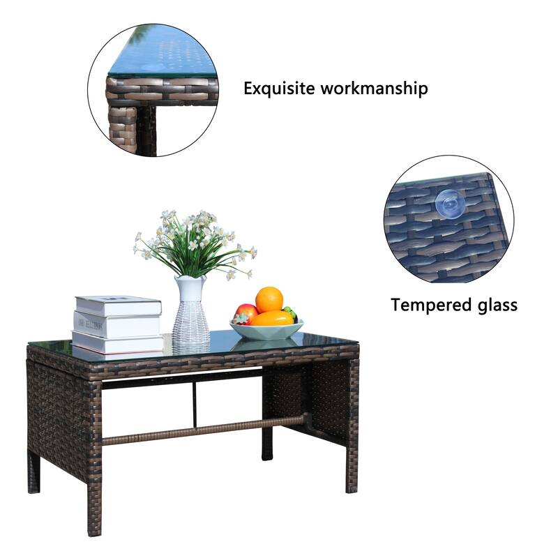Outdoor patio Furniture 1 Coffee table with clear tempered glass