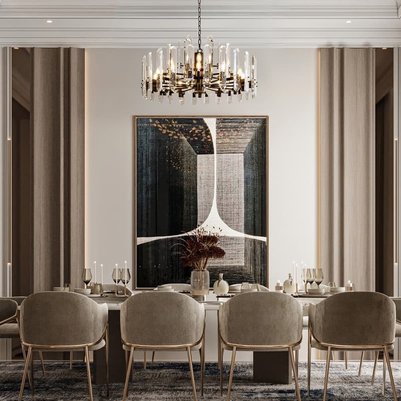 KAYLA 54in Modern Luxury Crystal Chandelier Lighting - LED Ceiling Light Fixture