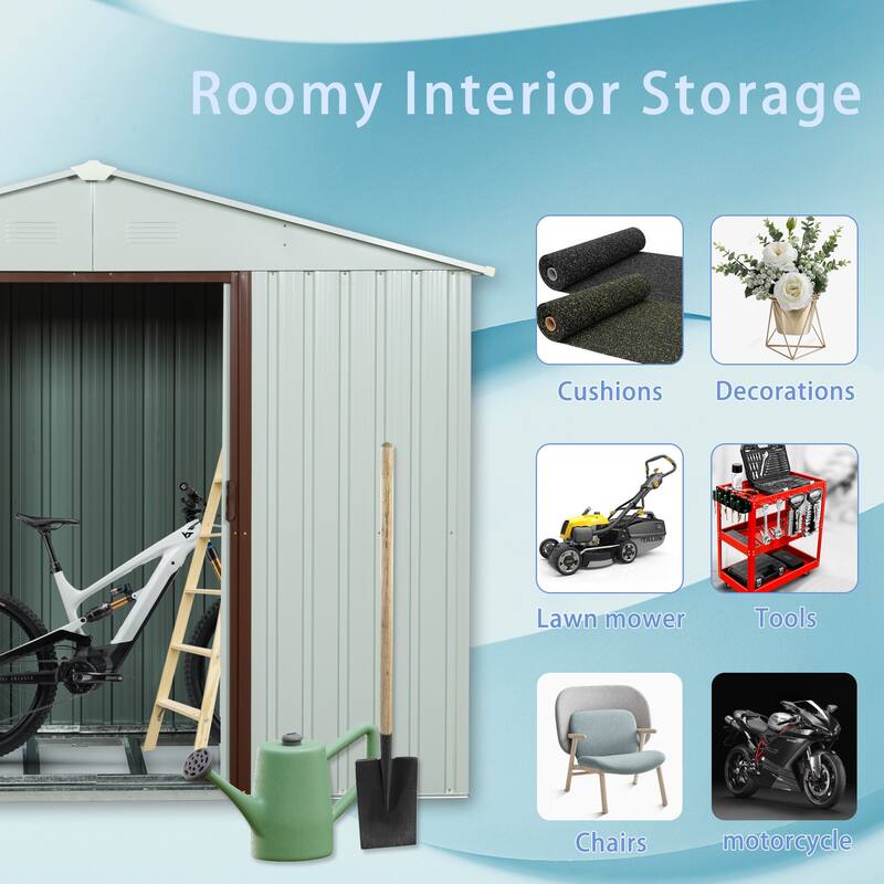 Rust-proof Metal Garden Shed with Lockable Sliding Door, Waterproof Storage Shed Tool Shed, Corrosion-Resistant