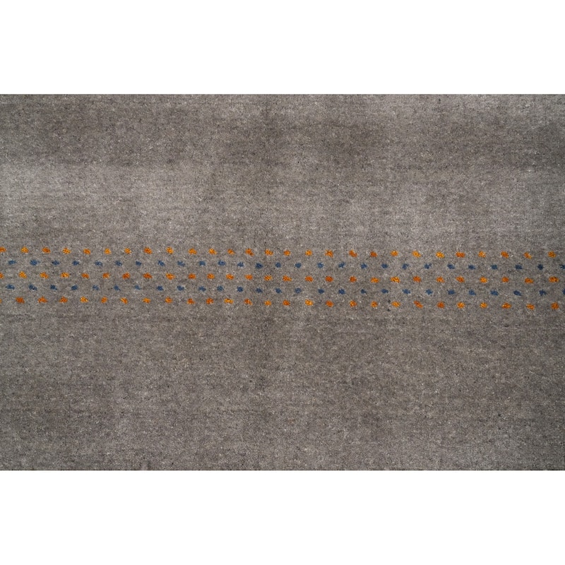 Hand Knotted Oriental 100% Wool Carpet Tribal Animal Pictorial Greys & Charcoal Gabbeh Area Rug - 8' 1'' X 5' 10''