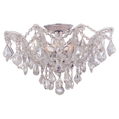 Maria Theresa 5 Light Swarovski Strass Crystal Chrome Semi-Flush - 19'' W x 11.5'' H