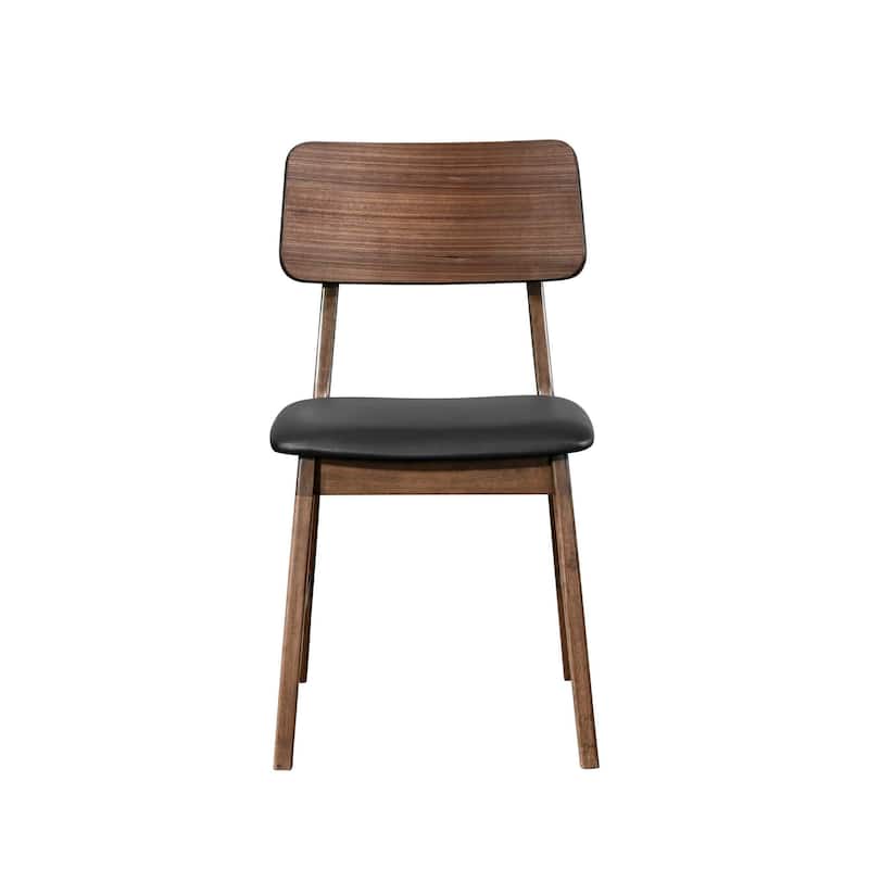 Thoi Dining Chair Set of 2, Curved Open Backrest, Brown Solid Wood