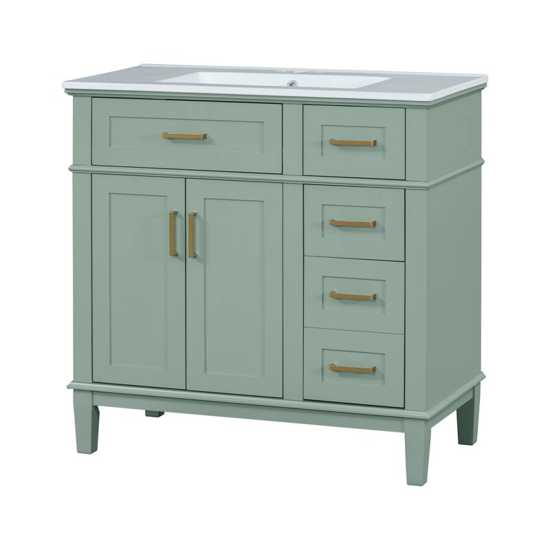 Bathroom Vanity with Sink Combo, Bathroom Cabinet with 2 Soft Close Doors and 4 Drawers, Vanity Set with Tip-Out Drawer