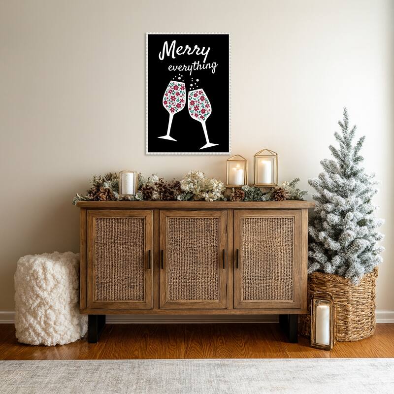 Merry Everything by Emeliemaria (23 x 33 in.), Framed Canvas Wall Art Print - Sylvie Beaded White