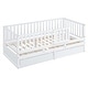 preview thumbnail 12 of 118, Wood Cribs Convertible Toddler Bed with Fence Guardrails and 2 Drawers Split into Independent Floor Bed and Daybed Slat Support