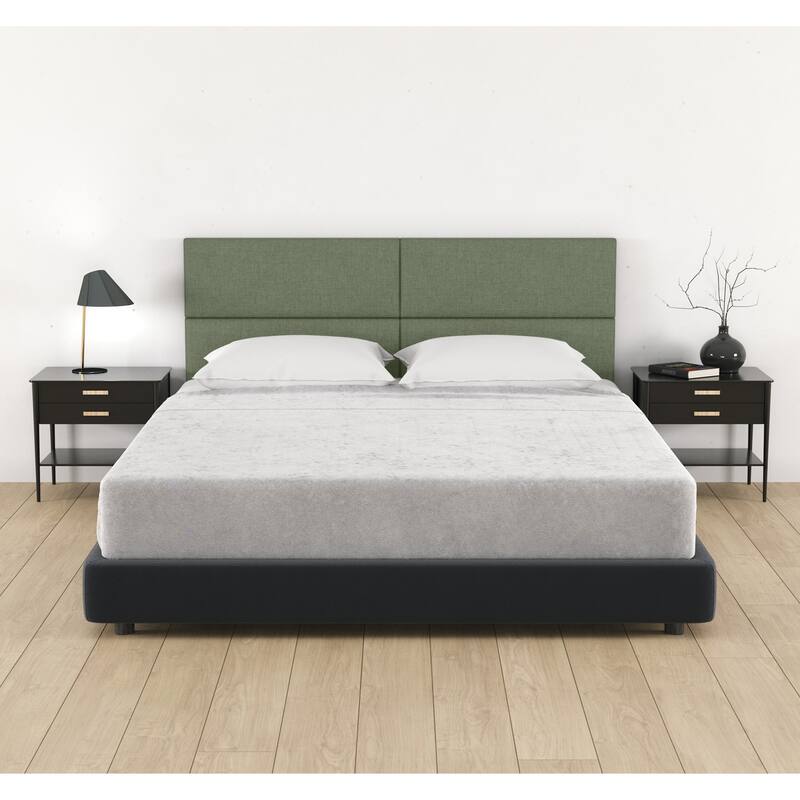 Jaxx Panelist Modern Padded Headboard - Set of 4 Wall Mounted Panels - Cypress Green - Queen
